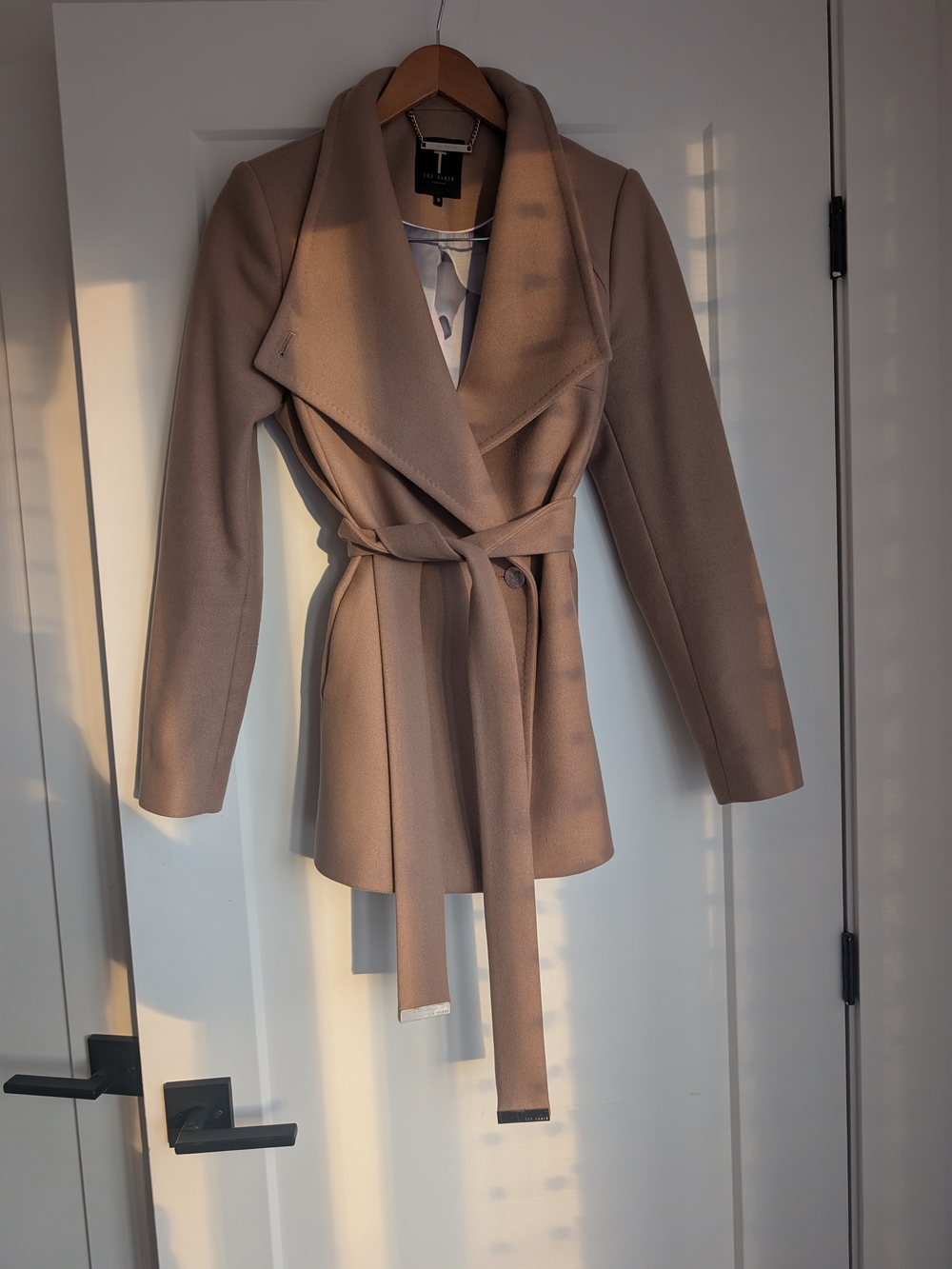 Ted Baker Blush Pink Wool-Cashmere Pea Coat